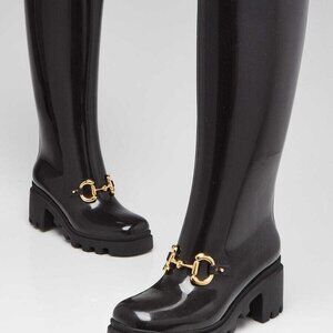 Gucci Black Rubber HorseBit Rain Boots Size 4.5/35